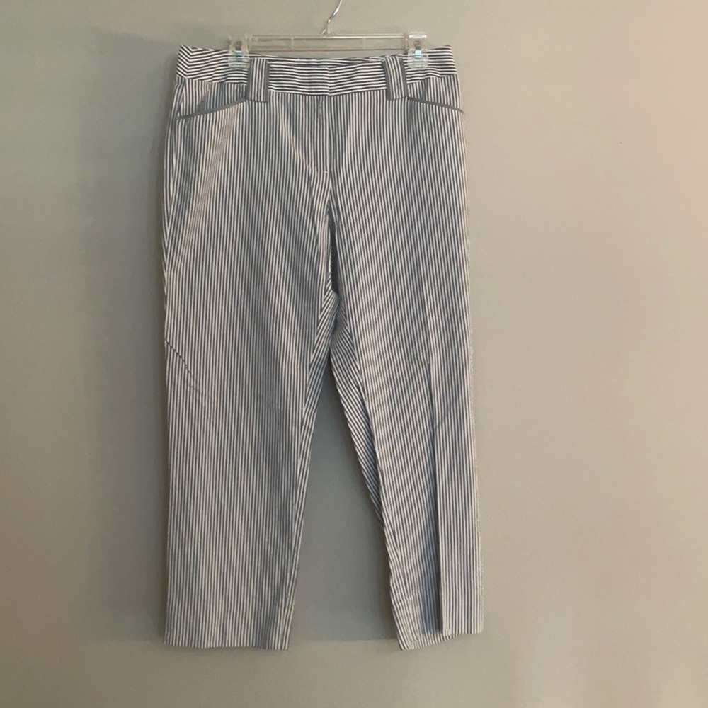 Cropped Grey and White striped pants